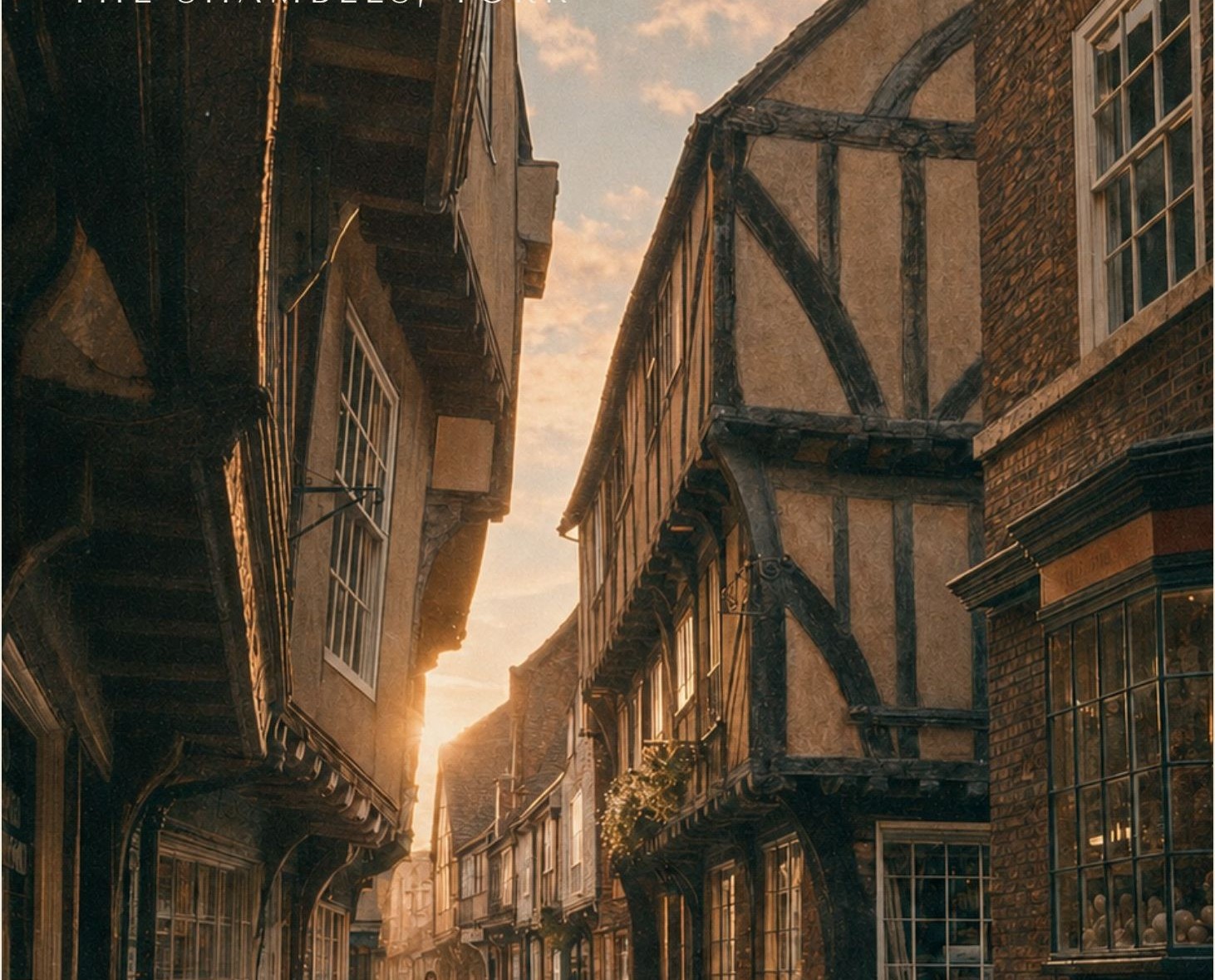 The Shambles, York, at sunset
